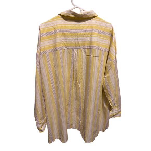 Torrid Drop Shoulder Button Down Long Sleeve Yellow White Women's Plus Sz 2 2X - Picture 4 of 12